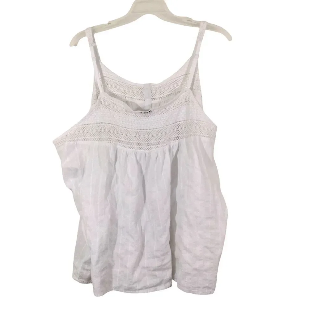 Torrid Plus Size 6 Womens White Tank Top Blouse Adjustable Straps Button